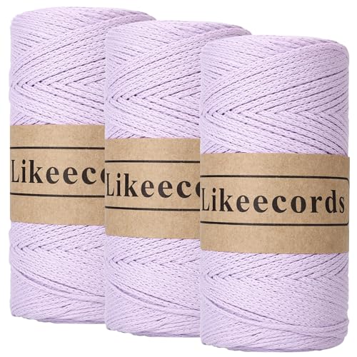 Likeecords Makramee Garn 2mm x 510m Crochet Rope 100% Baumwolle Makramee-Seil Crochet Bag Cord Makrame Rope Crochet Thread Geschenk für Stricker (Lila) von Likeecords