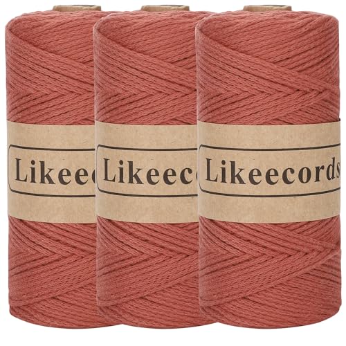 Likeecords Makramee Garn 2mm x 510m Crochet Rope 100% Baumwolle Makramee-Seil Crochet Bag Cord Makrame Rope Crochet Thread Geschenk für Stricker (Rostig) von Likeecords