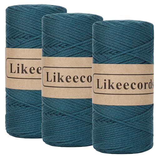 Likeecords Makramee Garn 2mm x 510m Crochet Rope 100% Baumwolle Makramee-Seil Crochet Bag Cord Makrame Rope Crochet Thread Geschenk für Stricker (Teal) von Likeecords
