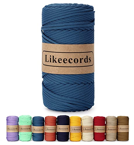 Likeecords Poliestere Corda 4mm x 130m,Cordino Per Borse Uncinetto,Polipropilene Macrame Corda intrecciata,Macramè Filo per Appendiabiti per Fiori, Home Decor （Blu Scuro） von Likeecords