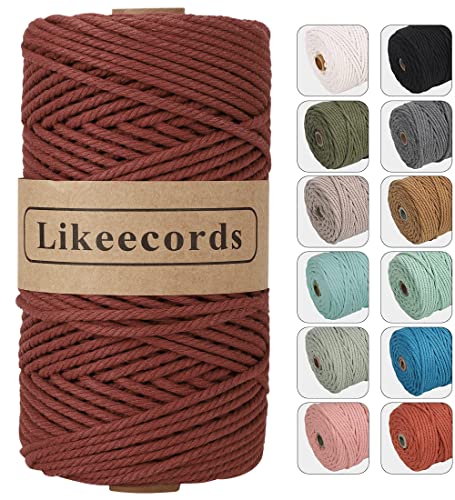 Likeecords Makramee Garn 4mm x 100m,Natürliches Baumwollschnur, Makramee-Seil, Bunte Bastelkordel aus Baumwolle für Taschen, Wandbehänge, Pflanzenaufhänger (Rost) von Likeecords