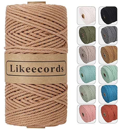 Likeecords Makramee Garn 4mm x 100m,Natürliches Baumwollschnur, Makramee-Seil,Bunte Bastelkordel aus Baumwolle für Taschen, Wandbehänge, Pflanzenaufhänger (Ziegelrot) von Likeecords