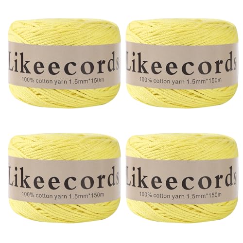 Likeecords Makramee-Schnur aus 100 % Baumwolle, 1,5 mm x 600 m, 1,5 m, Makramee-Garn, Häkeln, Makramee, Tasche, Kordel, Basteln für Taschen und Stricken, Heimdekoration, Zitronengelb Likeecords Makramee-Schnur aus 100 % Baumwolle, 1,5 mm x 600 m, 1,5 m, Makramee-Garn, Häkeln, Makramee, Tasche, Kordel, Basteln für Taschen und Stricken, Heimdekoration, Zitronengelb von Likeecords