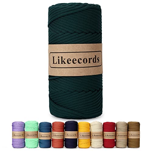 Likeecords Poliestere Corda 4mm x 130m,Cordino Per Borse Uncinetto,Polipropilene Macrame Corda intrecciata,Macramè Filo per Appendiabiti per Fiori, Home Decor （Verde Scuro） von Likeecords