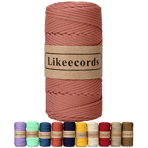 Likeecords Poliestere Corda 4mm x 130m,Cordino Per Borse Uncinetto,Polipropilene Macrame Corda intrecciata,Macramè Filo per Appendiabiti per Fiori, Home Decor （anguria Rossa） von Likeecords