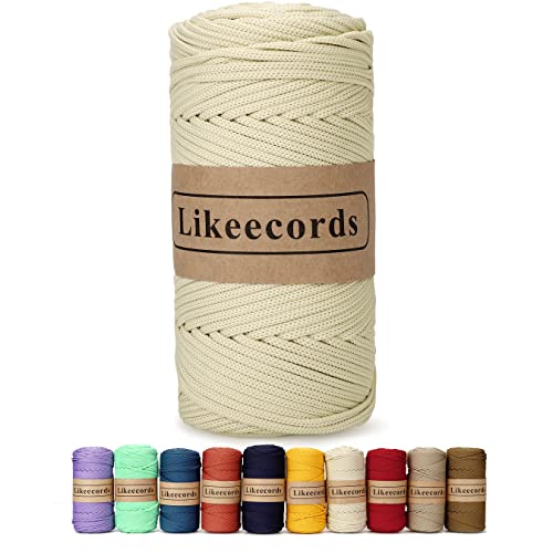 Likeecords Poliestere Corda 4mm x 130m,Cordino Per Borse Uncinetto,Polipropilene Macrame Corda intrecciata,Macramè Filo per Appendiabiti per Fiori, Home Decor （Colore albicocca） von Likeecords