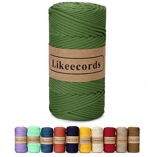 Likeecords Poliestere Corda 4mm x 130m,Cordino Per Borse Uncinetto,Polipropilene Macrame Corda intrecciata,Macramè Filo per Appendiabiti per Fiori, Home Decor （Erba Verde） von Likeecords