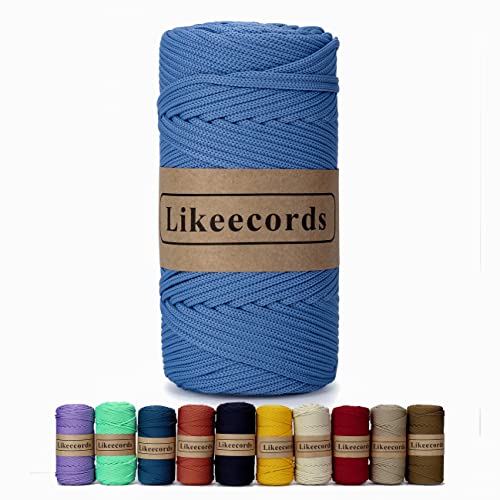 Likeecords Poliestere Corda 4mm x 130m,Cordino Per Borse Uncinetto,Polipropilene Macrame Corda intrecciata,Macramè Filo per Appendiabiti per Fiori, Home Decor （Blu Cielo） von Likeecords