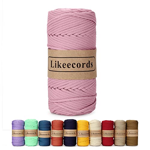 Likeecords Poliestere Corda 4mm x 130m,Cordino Per Borse Uncinetto,Polipropilene Macrame Corda intrecciata,Macramè Filo per Appendiabiti per Fiori, Home Decor （Carne in Polvere） von Likeecords