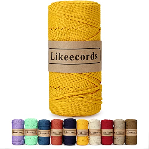 Likeecords Poliestere Corda 4mm x 130m,Cordino Per Borse Uncinetto,Polipropilene Macrame Corda intrecciata,Macramè Filo per Appendiabiti per Fiori, Home Decor （Curcuma） von Likeecords