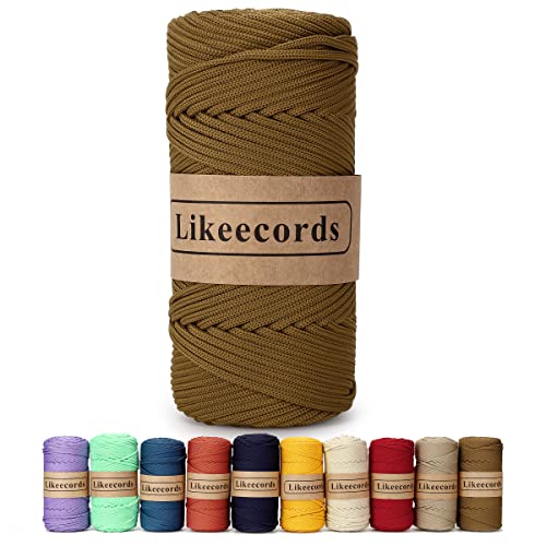 Likeecords Poliestere Corda 4mm x 130m,Cordino Per Borse Uncinetto,Polipropilene Macrame Corda intrecciata,Macramè Filo per Appendiabiti per Fiori, Home Decor （Caramello） von Likeecords