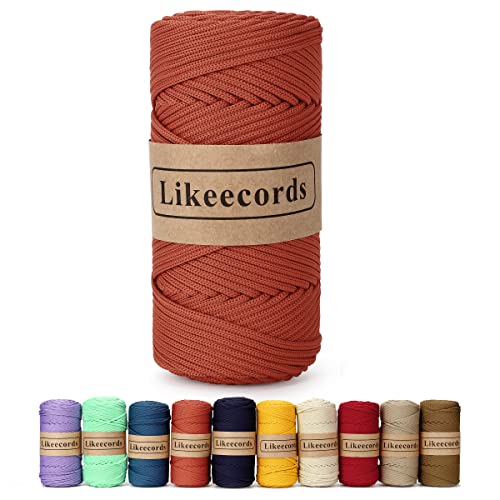 Likeecords Poliestere Corda 4mm x 130m,Cordino Per Borse Uncinetto,Polipropilene Macrame Corda intrecciata,Macramè Filo per Appendiabiti per Fiori, Home Decor （Rosso ruggine） von Likeecords