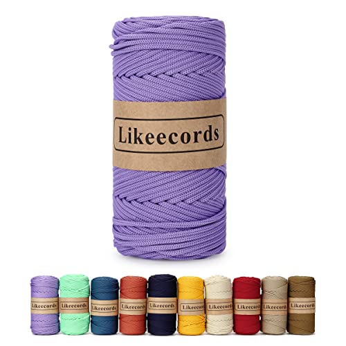 Likeecords Poliestere Corda 4mm x 130m,Cordino Per Borse Uncinetto,Polipropilene Macrame Corda intrecciata,Macramè Filo per Appendiabiti per Fiori, Home Decor （Viola） von Likeecords