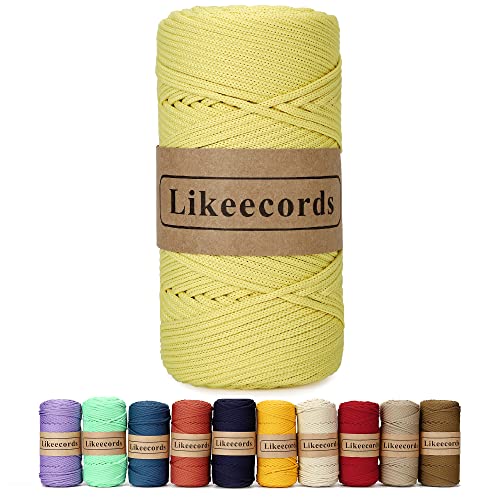 Likeecords Poliestere Corda 4mm x 130m,Cordino Per Borse Uncinetto,Polipropilene Macrame Corda intrecciata,Macramè Filo per Appendiabiti per Fiori, Home Decor （Tartrazina） von Likeecords