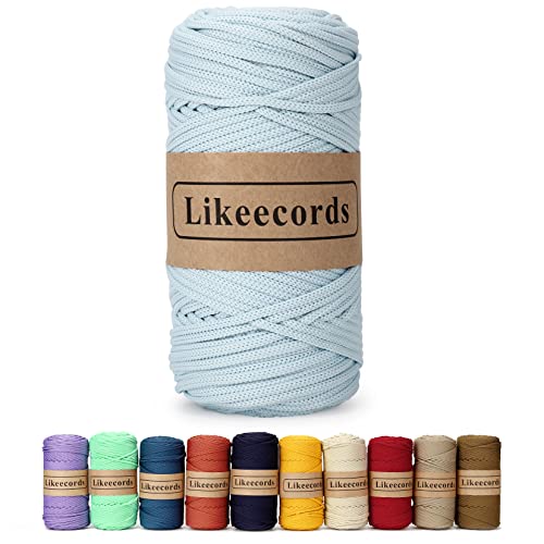 Likeecords Poliestere Corda 4mm x 130m,Cordino Per Borse Uncinetto,Polipropilene Macrame Corda intrecciata,Macramè Filo per Appendiabiti per Fiori, Home Decor （Baby Blue） von Likeecords