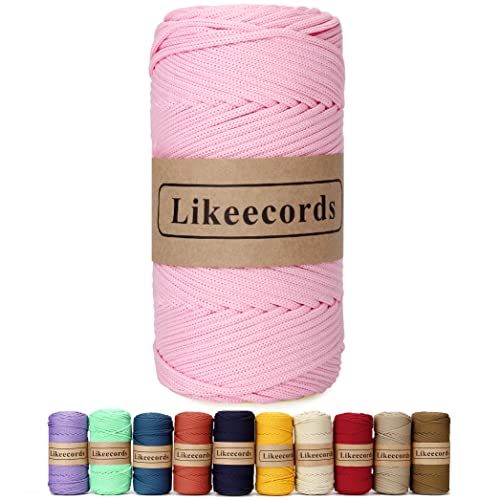 Likeecords Poliestere Corda 4mm x 130m,Cordino Per Borse Uncinetto,Polipropilene Macrame Corda intrecciata,Macramè Filo per Appendiabiti per Fiori, Home Decor （Rosa） von Likeecords