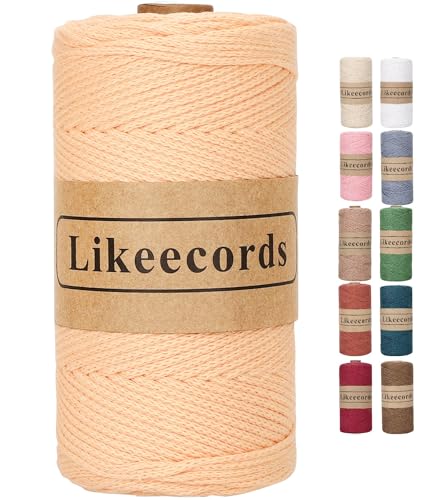 Likeecords wolle für taschen häkeln 2mm x 170m,garn zum häkeln,makramee garn,baumwollgarn zum häkeln,100% Baumwolle Schlauchgarn for Knitting,Crochet, Weaving Gift(Inulin) von Likeecords
