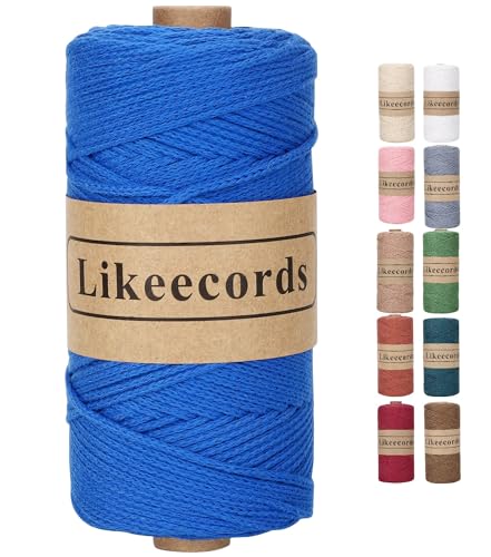 Likeecords wolle für taschen häkeln 2mm x 170m,garn zum häkeln,makramee garn,baumwollgarn zum häkeln,100% Baumwolle Schlauchgarn for Knitting,Crochet, Weaving Gift(Royal Blue) von Likeecords