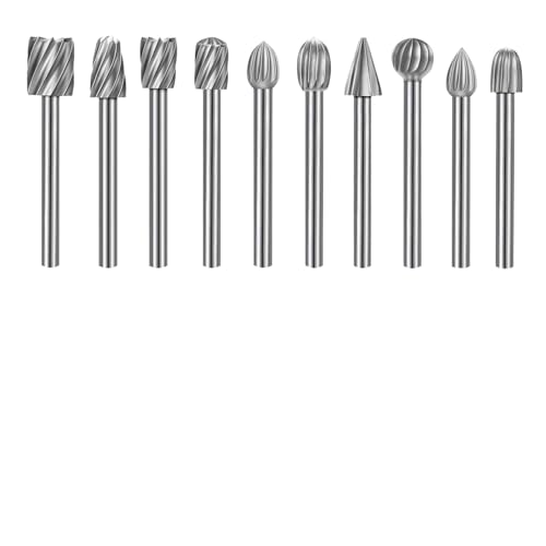 Lilalemon 10-teiliges Holzschnitz-Bits-Werkzeug-Set für Dremel-Drehwerkzeug mit 3 mm Schaft für Heimwerker, Holzschnitzerei, Gravieren, Bohren, Nuten Lilalemon 10-teiliges Holzschnitz-Bits-Werkzeug-Set für Dremel-Drehwerkzeug mit 3 mm Schaft für Heimwerker, Holzschnitzerei, Gravieren, Bohren, Nuten von LilaLemon