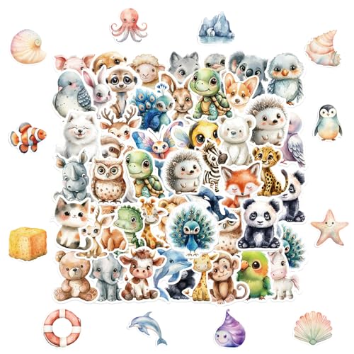 Lilbitty 100 Stück Sticker Set, Niedliche Aquarell-Tiermotive, Wasserfeste Vinylaufkleber Für Kinder Und Bastelprojekte, Geeignet Für Laptops Und Handys Lilbitty 100 Stück Sticker Set, Niedliche Aquarell-Tiermotive, Wasserfeste Vinylaufkleber Für Kinder Und Bastelprojekte, Geeignet Für Laptops Und Handys von Lilbitty