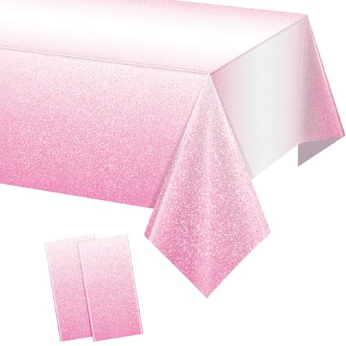 Lilbitty 2 Stück Kunststoff-Tischdecken in Ombre-Rosa für Partys, hellrosa Streusel-Tischdecke, Einweg-Tischdecken in Pastellrosa mit Farbverlauf für rechteckige Tische Lilbitty 2 Stück Kunststoff-Tischdecken in Ombre-Rosa für Partys, hellrosa Streusel-Tischdecke, Einweg-Tischdecken in Pastellrosa mit Farbverlauf für rechteckige Tische von Lilbitty
