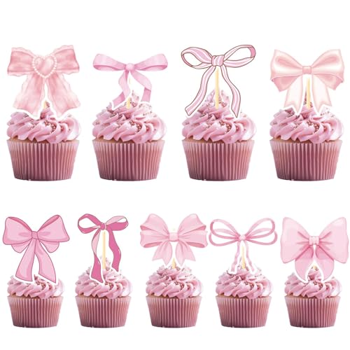 Lilbitty 36 Stück Rosa Schleife Cupcake Topper Set, Partydekorationen für Coquette Themengeburtstag, Romantische Hochzeit und Verschiedene Anlässe, Vorab Montiert Lilbitty 36 Stück Rosa Schleife Cupcake Topper Set, Partydekorationen für Coquette Themengeburtstag, Romantische Hochzeit und Verschiedene Anlässe, Vorab Montiert von Lilbitty