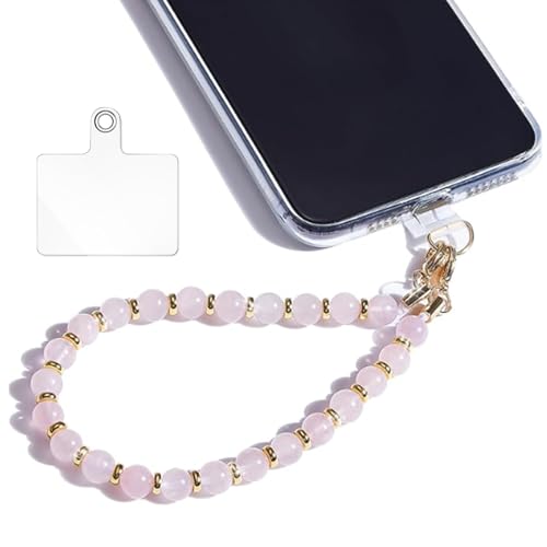 Lilbitty Rosa Kristall Marmorierte Kette Kurz, anhänger mit abnehmbarem Tether Tab, Phone Charm für, Handschlaufe mit Perlen, Schlüsselanhänger Bunt von Lilbitty