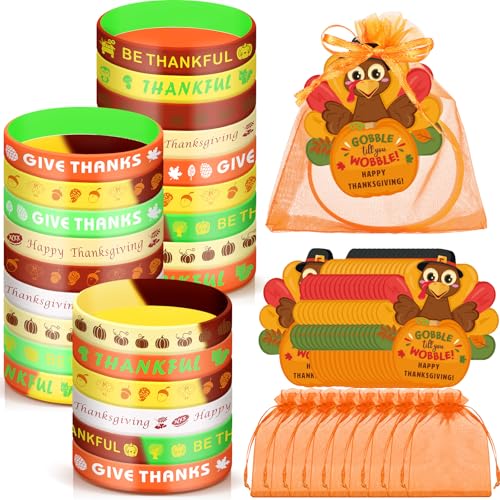 Liliful Silikon-Armbänder mit Geschenkanhängern und Organzabeuteln, Geschenk für Studenten, Herbst-Piñata-Füller, Goodie-Bag (Ahornblatt-Stil), 72 Stück von Liliful