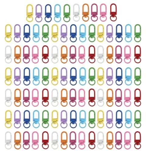 100 bunte Karabinerhaken, drehbar, Schlüsselanhänger-Haken, Legierung, Karabinerverschluss, Schlüsselband-Clips, Schmuckherstellung, Handwerk 100 bunte Karabinerhaken, drehbar, Schlüsselanhänger-Haken, Legierung, Karabinerverschluss, Schlüsselband-Clips, Schmuckherstellung, Handwerk von Lilinzhi