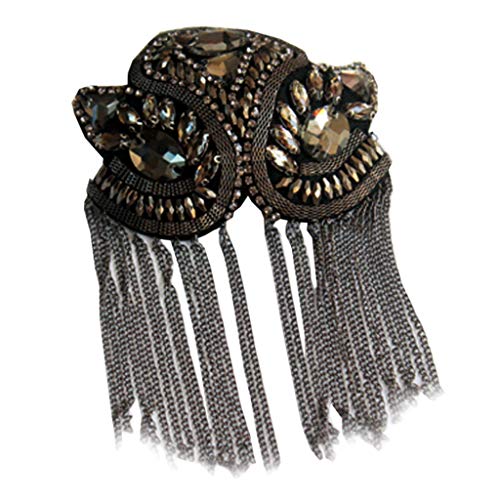 Handgefertigtes Schulterabzeichen für Damen und Kinder, mit Strass, Perlen, Metallquasten, Epaulette, Stickerei, Applikation zum Nähen oder Aufbügeln von Lilinzhi