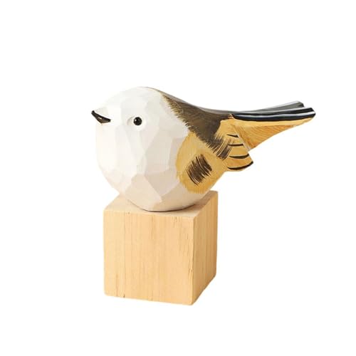 Lilinzhi Bunte Vogelfigur aus Holz mit Holzblock, einzigartige natürliche Details, handgefertigt, Schreibtischdekoration, Geschenk, Holzvogel, Bürodekoration von Lilinzhi