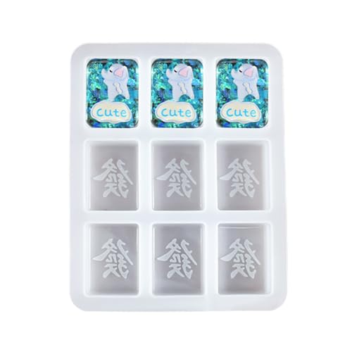 Professionelle Mahjong-Epoxidharz-Form, Kuchendekorationswerkzeug, lustige Kristall-Tropfen-Mahjong-Schlüsselanhänger-Silikonformen von Lilinzhi
