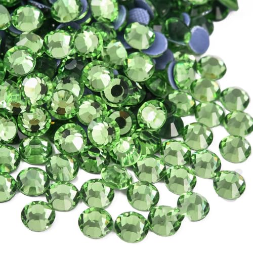 Liliume 1440 Pcs Hotfix Strasssteine SS16 Lt.Green Strasssteine 20 Farben 4 Größen Runde Glas Strass für Kleidung Schuhe DIY Handwerk(Lt.Green-SS16） von Liliume