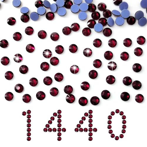 Liliume 1440 Pcs Hotfix Strasssteine SS20 Dark Rot Strasssteine 20 Farben 4 Größen Runde Glas Strass für Kleidung Schuhe DIY Handwerk(Dark Rot-SS20） von Liliume