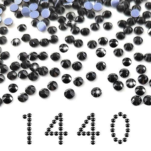 Liliume 1440 Pcs Hotfix Strasssteine SS20 Schwarz Strasssteine 15 Farben 4 Größen Runde Glas Strass für Kleidung Schuhe DIY Handwerk(Schwarz-SS20） von Liliume