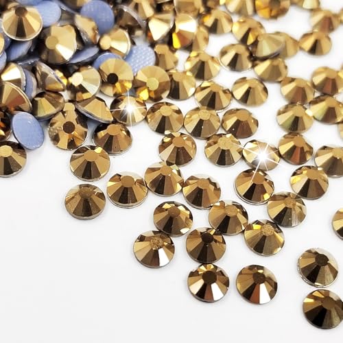 Liliume 1440Pcs Hotfix Strasssteine 20 Farben 4 Größen Runde Glas Strass für Kleidung Schuhe DIY Handwerk (Mine-Gold, SS16) von Liliume