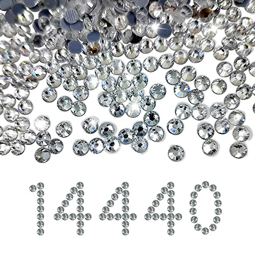 Liliume 14400Pcs Hotfix Strasssteine SS16 Kristall Strassstein Runde Kristall Edelsteine Glas Steine für Kleidung Schuhe DIY Handwerk（SS16-Kristall） von Liliume