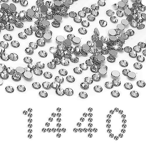 Liliume 1440pcs SS16 Flatback Nail Strasssteine Kristall Strasssteine Clear Non-Hotfix Strasssteine Für Nail Art DIY Kleidung Stoff Schuhe Schmuck Herstellung(Kristall-SS16) von Liliume