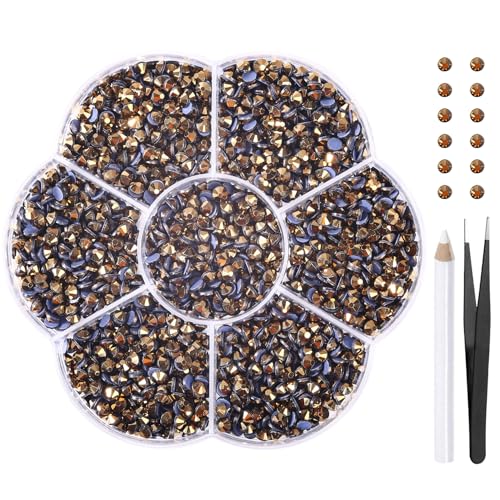 Liliume 2000pcs Hotfix Strasssteine Mine Gold SS16 Strasssteine 4mm Strass Glas Runde Strasssteine für Kleidung Schuhe und DIY Handwerk(Mine Gold-SS16) von Liliume