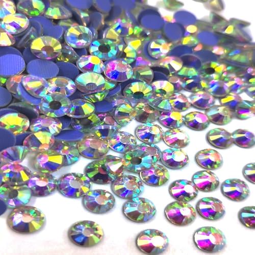 Liliume 2880Pcs Hotfix Strasssteine 20 Farben 4 Größen Runde Glas Strass für Kleidung Schuhe DIY Handwerk (Kristall-AB, SS10) von Liliume