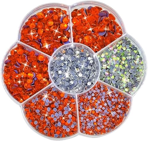 Liliume 5000pcs Hotfix Strasssteine Orangefarben Strasssteine 21 Farben 5 Größen 2mm 3mm 4mm 4.8mm Strass Glas Runde Strasssteine für Kleidung Schuhe und DIY Handwerk(Orangefarben) von Liliume