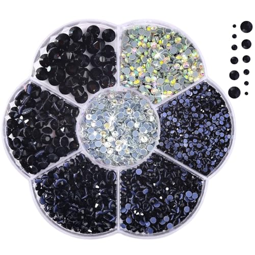 Liliume 5000pcs Hotfix Strasssteine Schwarz Strasssteine 21 Farben 5 Größen 2mm 3mm 4mm 4.8mm Strass Glas Runde Strasssteine für Kleidung Schuhe und DIY Handwerk(Schwarz) von Liliume