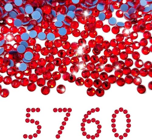 Liliume 5760 Pcs Hotfix Strasssteine SS6 Rot Strasssteine 20 Farben 4 Größen Runde Glas Strass für Kleidung Schuhe DIY Handwerk(Rot-SS6） von Liliume