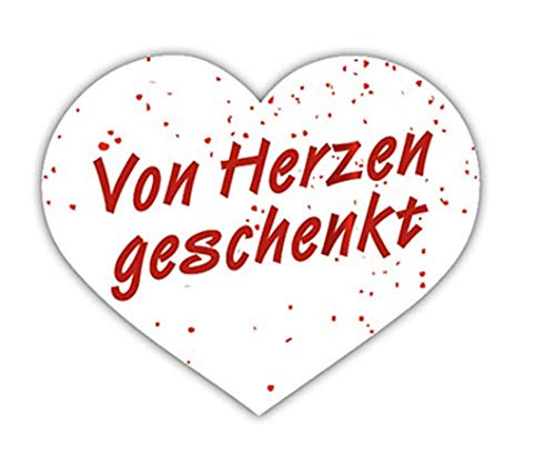 Geschenk-Etiketten Herz - "Von Herzen geschenkt" E-463-38x32 mm - Weiß mit Rot glänzender Prägung - 250 Stück/Rolle Geschenk-Etiketten Herz - "Von Herzen geschenkt" E-463-38x32 mm - Weiß mit Rot glänzender Prägung - 250 Stück/Rolle von LillyDesign