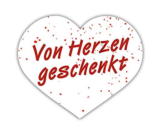 Geschenk-Etiketten Herz -"Von Herzen geschenkt" E-463-500 - 38x32 mm - Weiß mit Rot glänzender Prägung - 500 Stück/Rolle Geschenk-Etiketten Herz -"Von Herzen geschenkt" E-463-500 - 38x32 mm - Weiß mit Rot glänzender Prägung - 500 Stück/Rolle von LillyDesign