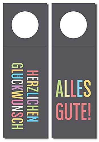 LillyDesign Flaschen-Anhänger im Set HERZLICHEN GLÜCKWUNSCH/ALLES GUTE! SP-194/196-200x65 mm - je 10 Stück - insg. 20 Stück von LillyDesign