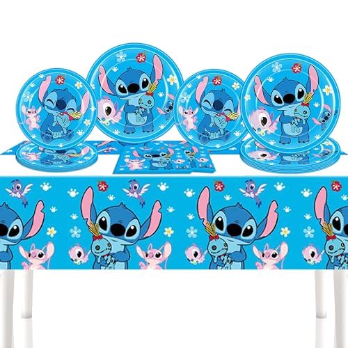 41 Stück für Stitch Party Supplies, 20 Teller, 20 Servietten und 1 Tischdecke für Stitch Birthday Party Dekorationen 41 Stück für Stitch Party Supplies, 20 Teller, 20 Servietten und 1 Tischdecke für Stitch Birthday Party Dekorationen von Lilo and Stitch