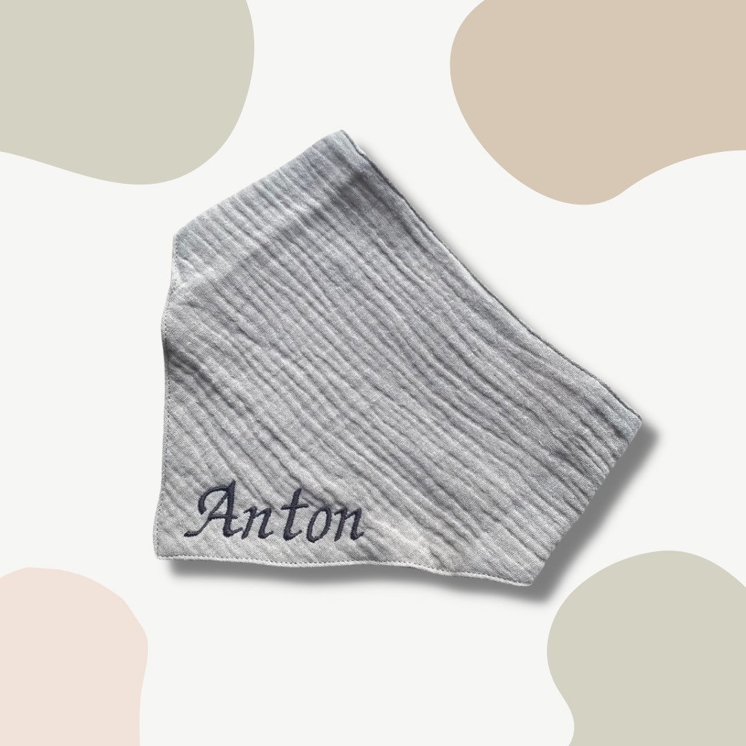 Halstuch Musselin Personalisiert Grün Blau Grau Saugstark Dreieckstuch Lätzchen Halstuch Musselin Personalisiert Grün Blau Grau Saugstark Dreieckstuch Lätzchen von LilousDE
