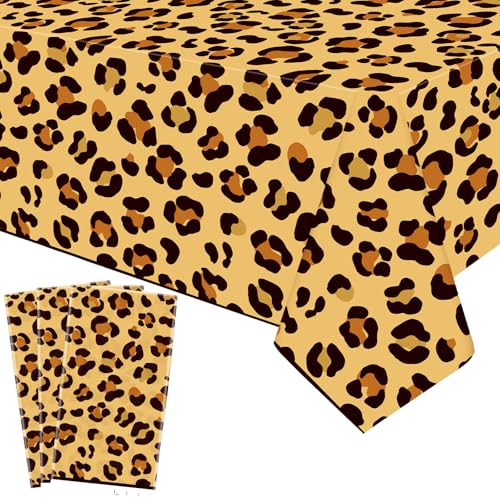 3 Stück Gepard Party Tischdecke Dekorationen, Leopard Print Party Tischdecke, Dschungel Safari Party Supplies, Geburtstag Party Tischdecken, 130 x 220CM von Lilwemen