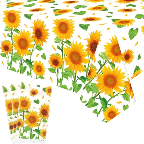 3 Stück Sonnenblume Geburtstag Party Tischdecke Dekorationen, Sonnenblume Party Tischdecken, Sonnenblume Party Supplies, Sonnenblume Geburtstag Party Tischdecke für Frauen Mädchen Kinder von Lilwemen